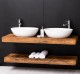 Washbasin support made of pine wood with a wall-mounted metal fixing set