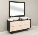 Bathroom Item 4 Drawers "Slatted" - 2 sink inlcude in price with mirror - Color Corp_P003 - Color Drawers_P095 - DOUBLE COLORED