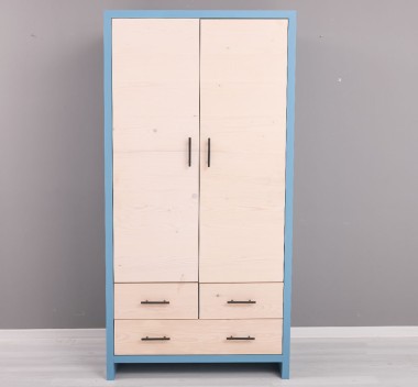 Wardrobe 2 Doors 3 Drawers "Rustic Haven" - Color Corp_P053 - Color Usi si Sertare_P095 - DOUBLE COLORED