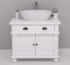 Bathroom cabinet with ornate foot for 1 vessel sink