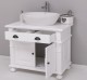 Bathroom cabinet with ornate foot for 1 vessel sink