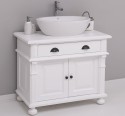 Bathroom cabinet with ornate foot for 1 vessel sink