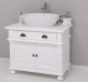 Bathroom cabinet with ornate foot for 1 vessel sink