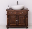 Bathroom cabinet with ornate foot for 1 vessel sink