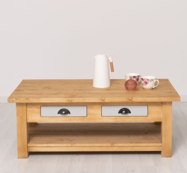 Coffee Table With 2 Drawers with metal rails - Color Corp_P093 - Color Drawers_P010 - DOUBLE COLORED