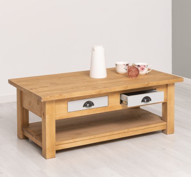 Coffee Table With 2 Drawers with metal rails - Color Corp_P093 - Color Drawers_P010 - DOUBLE COLORED