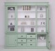 Bookcase with 2 doors, 6 BAS drawers + 2 glass doors, open space