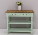 Wall console with turned legs, two shelves and two drawers