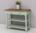 Wall console with turned legs, two shelves and two drawers