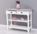 Wall console with turned legs, two shelves and two drawers