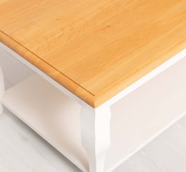 Coffee table curved legs 1 shelf oak top - Color Top_P061 - Color Corp_P039 - DOUBLE COLORED