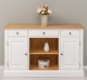 Sideboard 2 doors 3 drawers and open shelves top oak