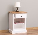 Nightstand with 1 drawer and open shelves, oak top