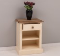 Nightstand with 1 drawer and open shelves, oak top