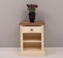 Nightstand with 1 drawer and open shelves, oak top