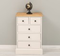 Nightstand With 5 Drawers, Oak Top