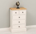 Nightstand With 5 Drawers, Oak Top