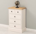 Nightstand With 5 Drawers, Oak Top