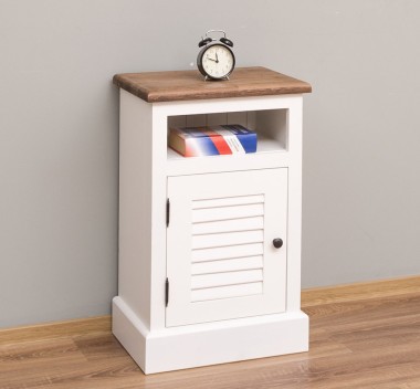 Nightstand with 1 door, open space, oak countertop, Shutter Collection