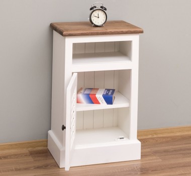 Nightstand with 1 door, open space, oak countertop, Shutter Collection