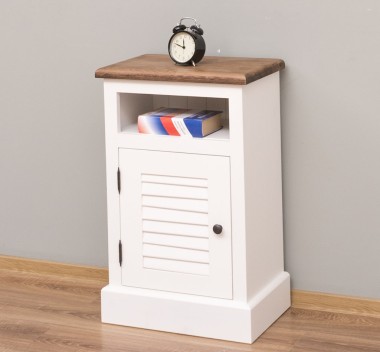 Nightstand with 1 door, open space, oak countertop, Shutter Collection