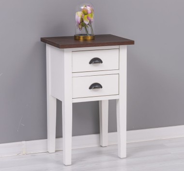 Bedside table 2 drawers top oak