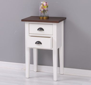 Bedside table 2 drawers top oak