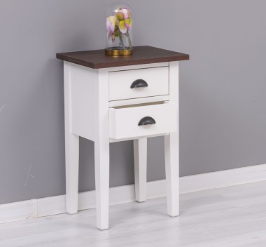 Bedside table 2 drawers top oak