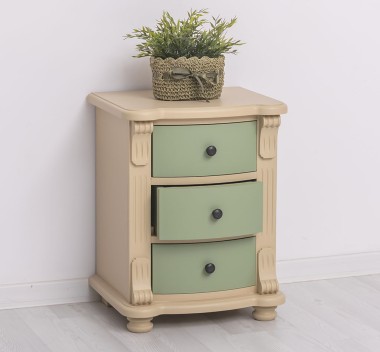 Nightstand with 3 curved drawers