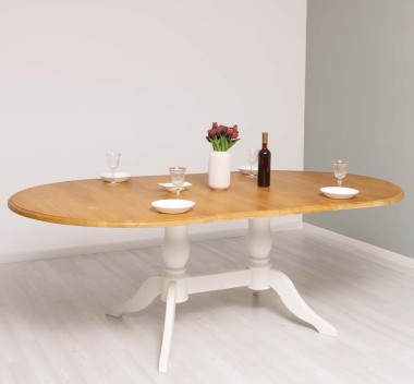 Oval table with 2 legs 160 / 230x120cm - Color Top_P082 - Color Corp_P039 - DOUBLE COLORED