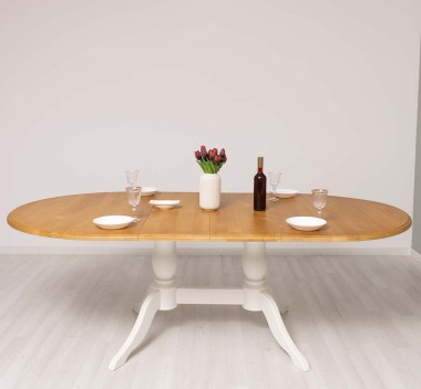 Oval table with 2 legs 160 / 230x120cm - Color Top_P082 - Color Corp_P039 - DOUBLE COLORED