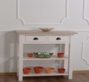 Console with 2 shelves, oak top