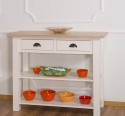 Console with 2 shelves, oak top