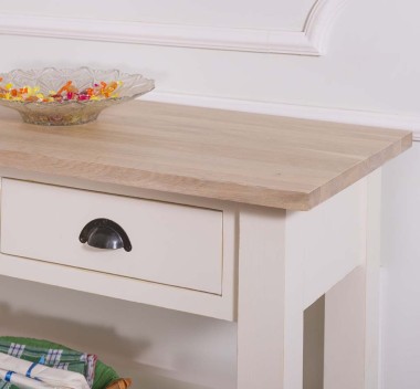 Console with 2 shelves, oak top