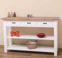 Console with 2 shelves, 3 drawers, oak top