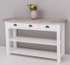 Console with 2 shelves, 3 drawers, oak top