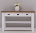 Console with 2 shelves, 3 drawers, oak top