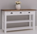 Console with 2 shelves, 3 drawers, oak top