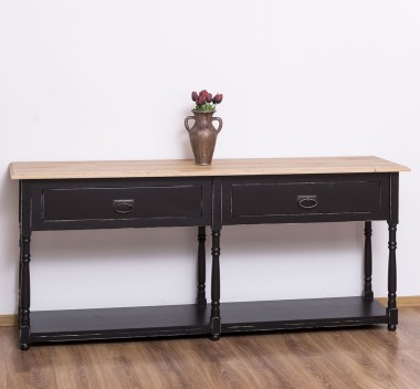 Console with 2 drawers, oak top