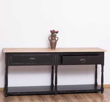 Console with 2 drawers, oak top