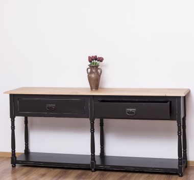 Console with 2 drawers, oak top