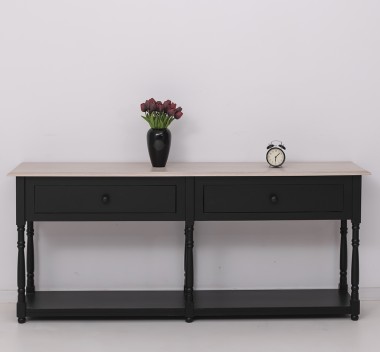 Console with 2 drawers, oak top