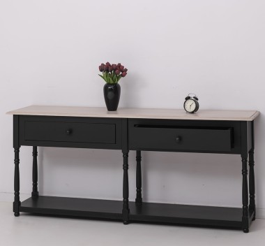 Console with 2 drawers, oak top