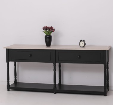 Console with 2 drawers, oak top