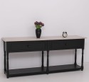 Console with 2 drawers, oak top