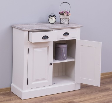 Cabinet with drawer, 2 doors and 2 drawers, oak top