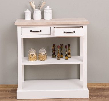 Console with 2 drawers, 1 shelf, oak top