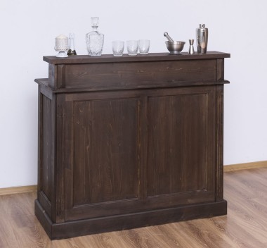 Bar with 2 drawers, 2 open compartments, oak top