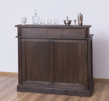 Bar with 2 drawers, 2 open compartments, oak top