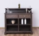 Bar with 2 drawers, 2 open compartments, oak top